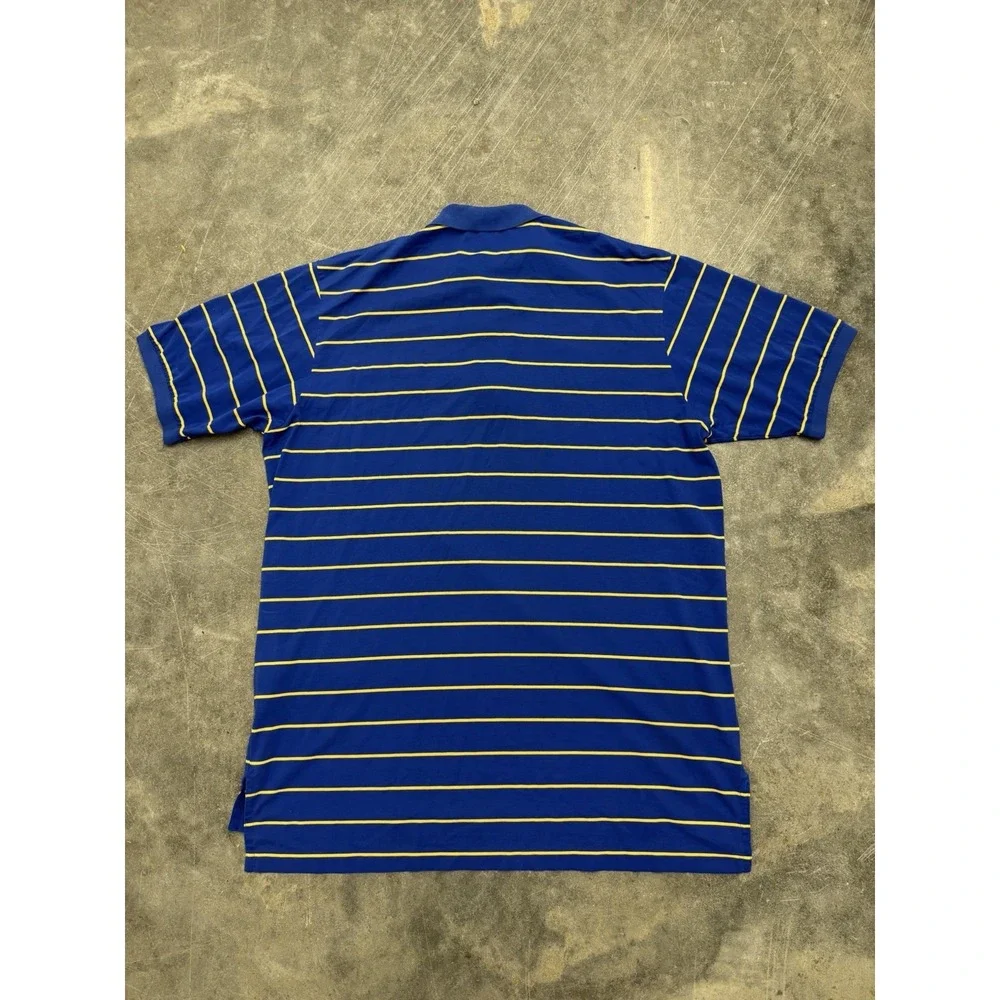 Polo‎ Ralph Lauren Polo Shirt Blue Yellow Striped Crest Logo Classic Men's Large